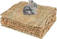 🐰 мат из травы для кроликов anyuxin - сплетенный кроватный мат для маленьких животных | мат из соломы для гнездования питомца, игрушка для жевания сена | морская свинка, хомяк, белка (3 штуки) логотип