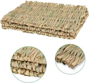 img 3 attached to 🐰 Anyuxin Rabbit Grass Mat - Woven Bed Mat for Small Animals | Bunny Bedding, Nature Straw Mat for Pet Nesting, Hay Chewing Play Toy | Guinea Pig, Hamster, Squirrel (3 Pack)
