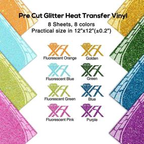 img 2 attached to 8 Pack 12x12 Inch Glitter Heat Transfer Vinyl Sheets - XINFANGXIU Glitter Iron On HTV Vinyl for Shirts - PES Heat Vinyl