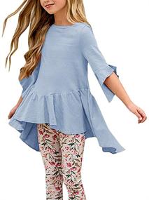 img 2 attached to 👚 Stylish Caitefaso Shirts: Trendy Ruffle Blouses for Girls' Summer Wardrobe - Tops, Tees & Blouses