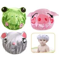 valinks 3pcs kids shower cap - cute bath hat for boys and girls, waterproof double layer (pack of 3) logo