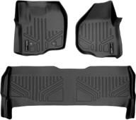 🚘 max liner a0116/b0042 black floor mats for 2012-2016 f-250/f-350/f-450 super duty crew cab with raised pedal on driver's side logo