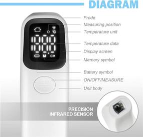 img 2 attached to 🌡️ Non-Contact Light Weight Infrared Forehead Digital Thermometer for Children, Kids, Adults - Fever Indicator, Switchable °C/°F (White)