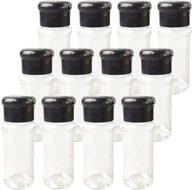 🌶️ plastic spice bottles with sifter lid set of 12 pcs 2 oz. clear reusable containers - perfect for organizing and storing kitchen herbs, seasonings, and toppings (black) логотип