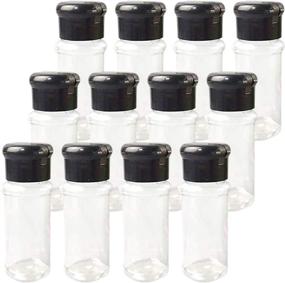 img 4 attached to 🌶️ Plastic Spice Bottles with Sifter Lid Set of 12 Pcs 2 Oz. Clear Reusable Containers - Perfect for Organizing and Storing Kitchen Herbs, Seasonings, and Toppings (Black)