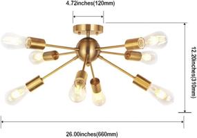 img 1 attached to 💡 Modern Mid-Century Style Brass Sputnik Chandelier: VINLUZ 8 Light Flush Mount Pendant for Kitchen, Bedroom, Dining Room