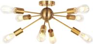 💡 modern mid-century style brass sputnik chandelier: vinluz 8 light flush mount pendant for kitchen, bedroom, dining room логотип