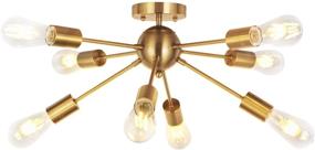 img 4 attached to 💡 Modern Mid-Century Style Brass Sputnik Chandelier: VINLUZ 8 Light Flush Mount Pendant for Kitchen, Bedroom, Dining Room