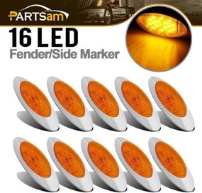 img 4 attached to 🚦 Partsam 6-1/2inch Amber Clearance/Marker Light Kit - Under Door Trim Panel, Bullet Terminal, 16 Diodes, Sealed Replacement for Peterbilt Cab Marker Lights (Pack of 10)