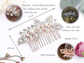 img 2 attached to 🌹 Kercisbeauty Rose Gold Rhinestone Crystal Leaf Wedding Hair Comb Slide - Perfect for Brides, Bridesmaids, and Flower Girls!