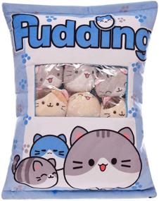 img 4 attached to Cute Blue Cat Plush Pillow: Removable Fluffy Animal Kitten Dolls Stuffed Toy, Ideal Gift for Girls Kids, Sofa Chair Decor, Soft Cotton Stuffed Animal Pillow