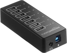 img 2 attached to 🔌 Amazon Basics USB-C 3.1 7-Port Hub: High-speed Connectivity, Powerful Charging - 36W (12V/3A), Black