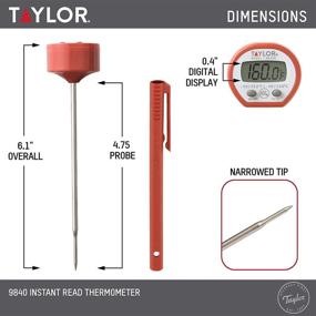 img 3 attached to 🔥 Red Pocket Sleeve Clip Digital Meat Food Grill BBQ Cooking Kitchen Thermometer by Taylor Precision Products - Instant Read