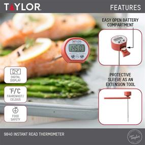 img 2 attached to 🔥 Red Pocket Sleeve Clip Digital Meat Food Grill BBQ Cooking Kitchen Thermometer by Taylor Precision Products - Instant Read