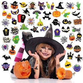 img 3 attached to 🎃 Halloween Temporary Tattoos for Kids - 144 Pieces in 48 Unique Designs - Bulk Halloween Prizes Assorted Goodies - Goody Bag Stuffers for Kids - Halloween Party Favors for Kids - Halloween Tattoos Favours