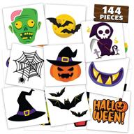 🎃 halloween temporary tattoos for kids - 144 pieces in 48 unique designs - bulk halloween prizes assorted goodies - goody bag stuffers for kids - halloween party favors for kids - halloween tattoos favours logo