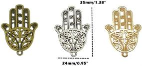 img 3 attached to 30 Filigree Hamasa Hand Charm in 3 Assorted Colors - Jewish Hamesh Hamsa Hand Pendant Connector for Necklace, Bracelet & Jewelry Making Findings