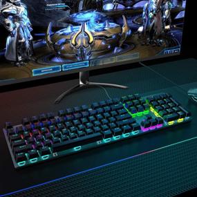 img 3 attached to 🌈 Fiodio Mechanical Gaming Keyboard - Stunning LED Rainbow Backlit Wired Keyboard with Full Anti-Ghosting Keys, Quick-Response Blue Switches, and Multimedia Control - Ideal for PC and Desktop Computer