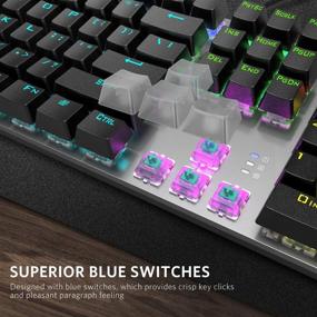 img 1 attached to 🌈 Fiodio Mechanical Gaming Keyboard - Stunning LED Rainbow Backlit Wired Keyboard with Full Anti-Ghosting Keys, Quick-Response Blue Switches, and Multimedia Control - Ideal for PC and Desktop Computer