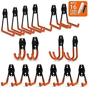 img 2 attached to 🔧 CoolYeah Steel Garage Storage Utility Double Hooks (Pack of 16): Heavy Duty Organizers for Power Tools, Ladders, and Bulk Items