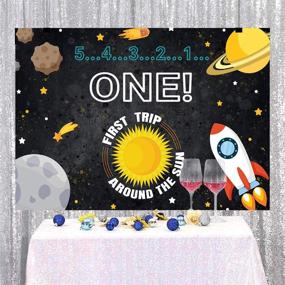 img 2 attached to 🚀 Lofaris Space Photography Backdrop: Perfect 1st Birthday Cartoon Outer Space Decor for Boys - Sun, Planets, Stars, Rocket Ship, and More! 7x5ft