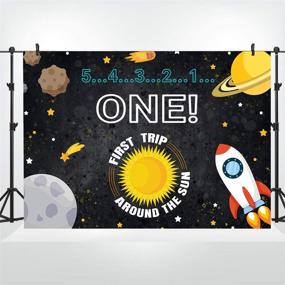 img 3 attached to 🚀 Lofaris Space Photography Backdrop: Perfect 1st Birthday Cartoon Outer Space Decor for Boys - Sun, Planets, Stars, Rocket Ship, and More! 7x5ft