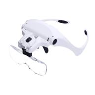 🔍 lighted head mount magnifier with 2 led lights - bysameyee glass loupe visor for close work, jewelry repair, watch fixing, arts & crafts, reading aid (magnifying glasses) logo