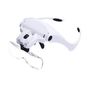 img 4 attached to 🔍 Lighted Head Mount Magnifier with 2 LED Lights - Bysameyee Glass Loupe Visor for Close Work, Jewelry Repair, Watch Fixing, Arts & Crafts, Reading Aid (Magnifying Glasses)