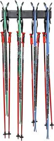 img 3 attached to 🎿 Heavy Duty Ski Wall Rack - Holds 4 Pairs of Skis, Ski Poles, or Snowboard for Home and Garage Storage - Wall Mounted with Adjustable Rubber-Coated Hooks