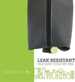 img 1 attached to 👜 DANDELION Silicone Travel Bag - Leak Resistant Washable Dopp Kit for Travelers & Gym Lovers - Dark Gray & Green