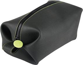 img 4 attached to 👜 DANDELION Silicone Travel Bag - Leak Resistant Washable Dopp Kit for Travelers & Gym Lovers - Dark Gray & Green