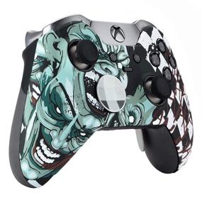 img 1 attached to 🃏 eXtremeRate Joker Patterned Hydro Dipped Front Housing Shell Case for Xbox One Elite Controller Model 1698 - Controller NOT Included