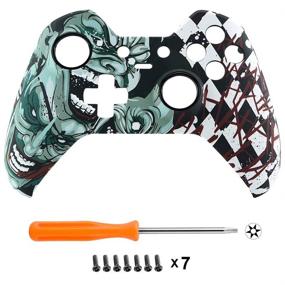 img 2 attached to 🃏 eXtremeRate Joker Patterned Hydro Dipped Front Housing Shell Case for Xbox One Elite Controller Model 1698 - Controller NOT Included