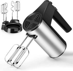 img 4 attached to 🍰 MIGVELA Electric Hand Mixer for Kitchen - Handheld Mixer with 4 Stainless Steel Accessories (2 Dough Hooks, 2 Beaters) - Ideal for Whipping Cakes, Eggs, Cream, Cookies, Brownies, Dough Batters, Potatoes - White/Silver Color