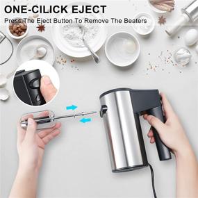 img 1 attached to 🍰 MIGVELA Electric Hand Mixer for Kitchen - Handheld Mixer with 4 Stainless Steel Accessories (2 Dough Hooks, 2 Beaters) - Ideal for Whipping Cakes, Eggs, Cream, Cookies, Brownies, Dough Batters, Potatoes - White/Silver Color