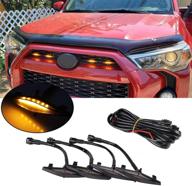 🚗 smoked lens front grille raptor light lamp assembly for toyota 4 runner trd pro, sr5, trd off-road, limited, tro pro 2014-2021 - led smoked grille lights kit with fuse adapter wire harness logo