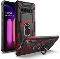 💼 premium gorgcase for lg v60 thinq/lg v60 5g/lg g9 thinq: dual layer anti-scratch, full protective case with 360° rotating ring stand, full-body protection - red black | works with magnetic car mount! logo