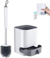 🚽 lefree silicone toilet brush and holder set - no scratch soft toilet bowl cleaner brush with anti-slip grip, removable water drawer for drying - wall mounted, white logo