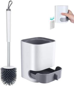 img 4 attached to 🚽 Lefree Silicone Toilet Brush and Holder Set - No Scratch Soft Toilet Bowl Cleaner Brush with Anti-Slip Grip, Removable Water Drawer for Drying - Wall Mounted, White