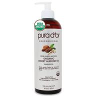 🌿 pura d'or organic sweet almond oil: 100% pure & natural, hexane-free, soothing vitamin e oil for skin and face, hair care, massages, diy base - 16oz bottle (packaging may vary) logo