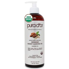 img 4 attached to 🌿 PURA D'OR Organic Sweet Almond Oil: 100% Pure & Natural, Hexane-Free, Soothing Vitamin E Oil for Skin and Face, Hair Care, Massages, DIY Base - 16oz Bottle (Packaging may vary)