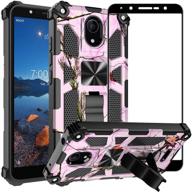 📱 wiko ride 2 case, wiko life 2 u307as case, wiko u520as case with screen protector - ailiber, magnetic car mount compatible, kickstand holder, durable rugged shockproof cover for wiko ride2-pink logo