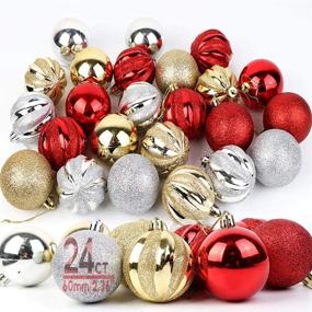 img 4 attached to 🎄 OurWarm Shatterproof Christmas Tree Ornaments Balls, Set of 24 Xmas Decorations for Holiday Home Decor and Tree Party