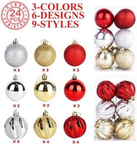 img 3 attached to 🎄 OurWarm Shatterproof Christmas Tree Ornaments Balls, Set of 24 Xmas Decorations for Holiday Home Decor and Tree Party
