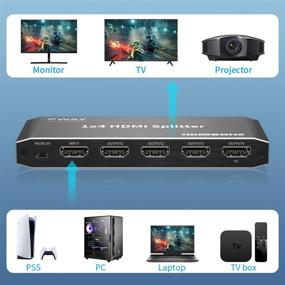 img 1 attached to PWAY HDMI Splitter 1x4 - Supports 3D, HD, 4K at 60Hz, HDCP 2.2, HDR, HDMI 18Gbps - for Xbox, PS5, PS3, Fire Stick, Roku, Blu-Ray Player, HDTV