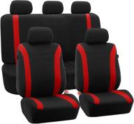 fh group red fb054red115 cosmopolitan flat cloth seat cover (airbag ready split bench full set) logo