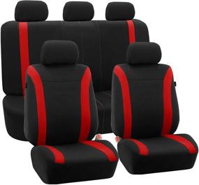 img 4 attached to FH Group Red FB054RED115 Cosmopolitan Flat Cloth Seat Cover (Airbag Ready Split Bench Full Set)