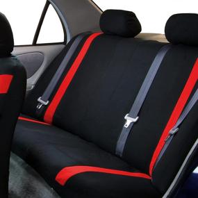 img 2 attached to FH Group Red FB054RED115 Cosmopolitan Flat Cloth Seat Cover (Airbag Ready Split Bench Full Set)