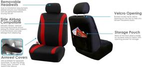 img 1 attached to FH Group Red FB054RED115 Cosmopolitan Flat Cloth Seat Cover (Airbag Ready Split Bench Full Set)