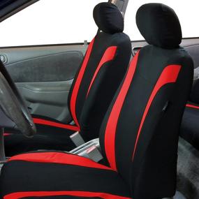 img 3 attached to FH Group Red FB054RED115 Cosmopolitan Flat Cloth Seat Cover (Airbag Ready Split Bench Full Set)